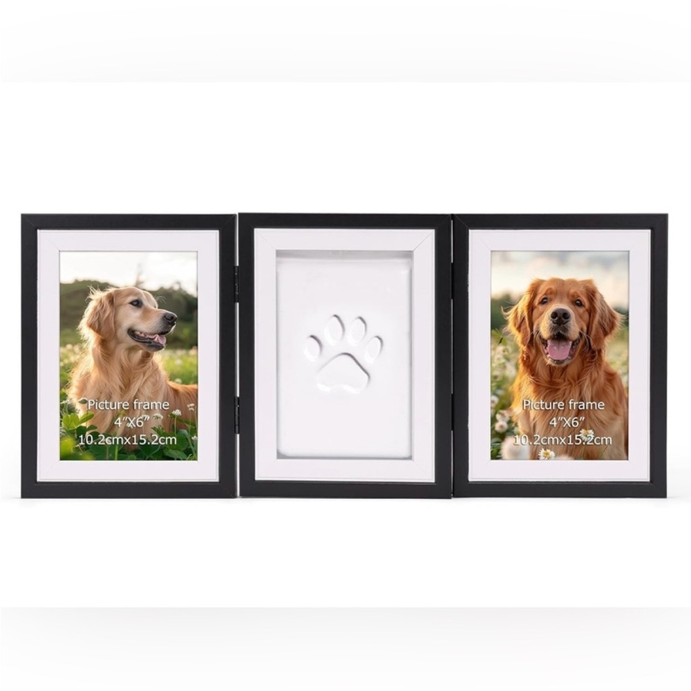 Black Triple Picture Frame with Paw Print
